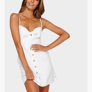 Franca mini dress billabong sweetheart neckline linen white dress size L